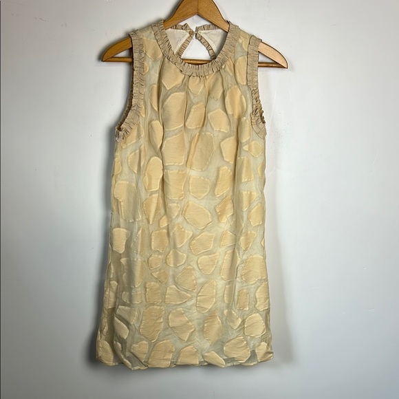 Milly of New York silky 6 Ruffle Butter Cream Sleeveless Dress Old Money texture - Picture 1 of 13